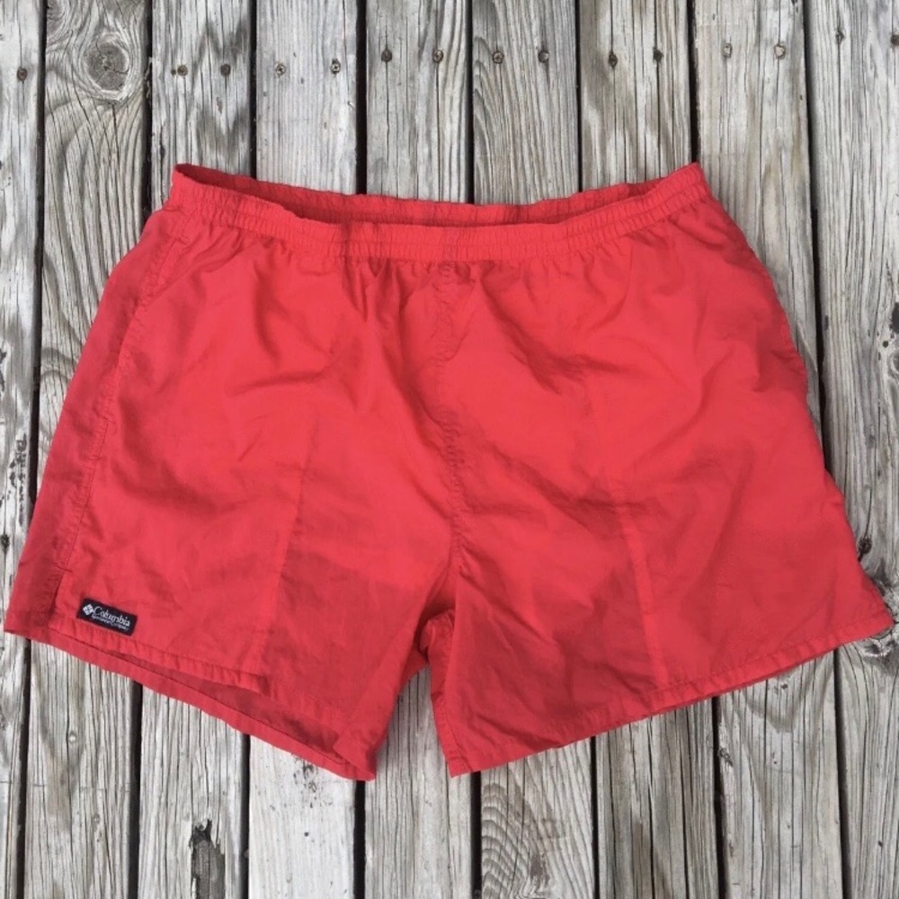 Vintage Columbia Box Logo Nylon Baggies Red Shorts size XL Men’s